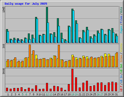 Daily usage for July 2025