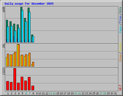 Daily usage for December 2025